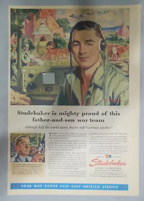 Studebaker War Ad: Studebaker Proud Father Son War Team! From 1945 Size: 11 X 15 • $25