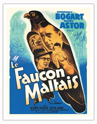 The Maltese Falcon - Starring Humphrey Bogart - Vintage French Movie Poster 1941 • $12.98