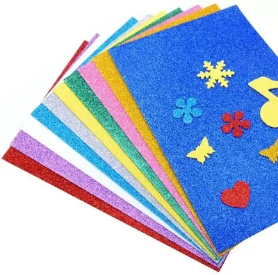 A4 Glitter Foam Sticky Sheets 2/4/6 Back Peel Off  EVA Assorted Adhesive Multi • £2.65