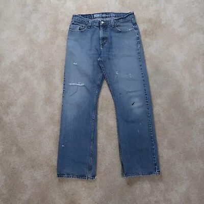 Tommy Hilfiger Relaxed Freedom Jeans Men's 34x32 Blue Denim Pants Distressed • $19.99