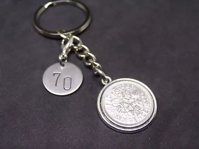 £7.95 • Buy 1953 70th Birthday Gift Lucky Sixpence Coin Keyring & 70 Charm S1
