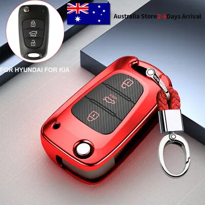 $25.19 • Buy Remote Flip Car Key Cover Case Shell Protector For Hyundai I30 Ix35 For KIA Red