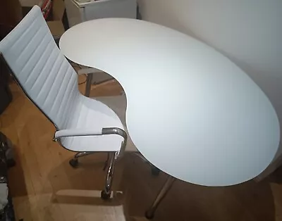 IKEA Galant White Glass Desk & Eames Replica Faux Leather White Office Chair • £90