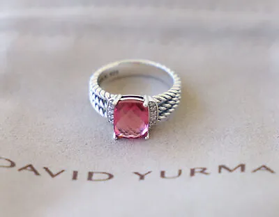 David Yurman Women's Silver Petite Wheaton Ring Tourmaline With Diamonds Size 7 • $280