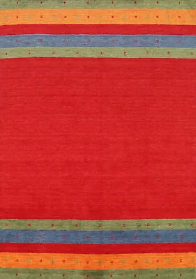 Stylish And Durable Gabbeh Rug Red Hand-knotted Wool 6x8 Ft • $308.71