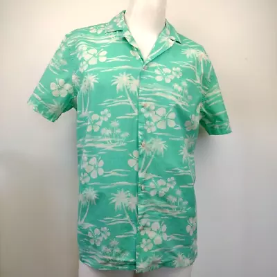 Chubbies Hawaiian Camp Shirt Men's M Aqua Floral Palm Tree Print Tiki Aloha • $19.97