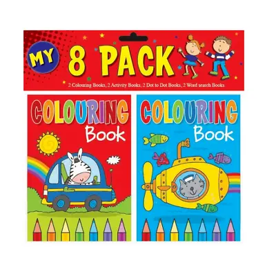 Mini Children's Colouring Activity Books A6  8 Pack & 2 Free Mini Packs Crayons • £3.29