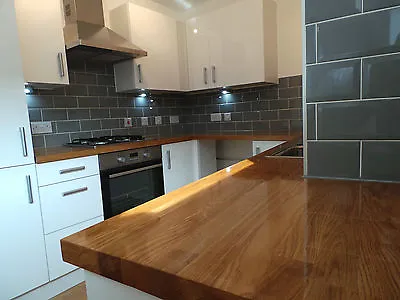 £230 • Buy Prime Solid Oak Kitchen Wood Worktops,40mm Staves, Breakfast Bars,Timber, Wooden