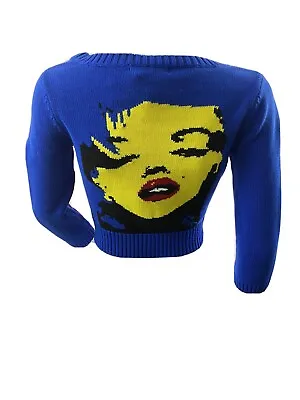 Blue  Betsey Johnson Marilyn Monroe Sweater Cardigan M Nwt • $200