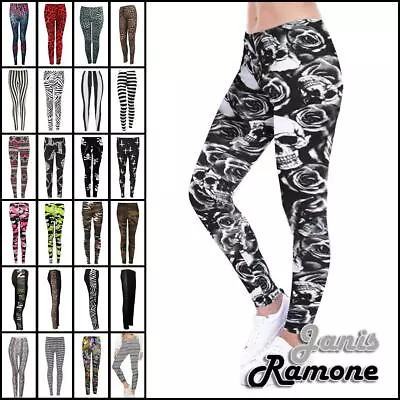 Womens Skinny Yoga Pants Printed Gym Leggings Full Length Stretchy Dance Trouser • $11.82