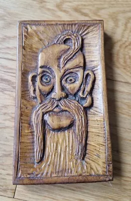 Green Man Hand-made Carved Ornament Wooden Pagan Spirits Size 10 X 18 Cm • £7.22