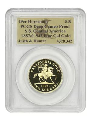 S.S. Central America: 1857/0 Justh & Hunter $10 PCGS Proof DCAM (Box & COA) • $1811.25