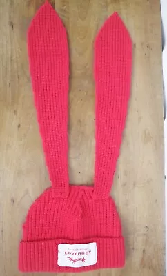 Charles Jeffrey Loverboy Red Chunky Rabbit Long Ear Knit Hat • $200