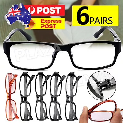 6 Pairs Mens Ladies Wayfarer Frame Magnifying Reading Glasses Nerd Spectacl AU • $8.85