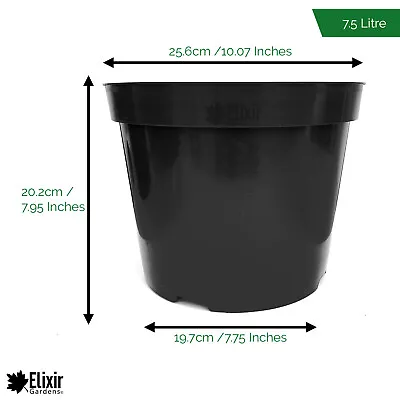 Black Plastic Plant Pot Flower Pots 1 2 3 4 5 7.5 10 12 15 20 32 45 60 80 Litre • £6.39