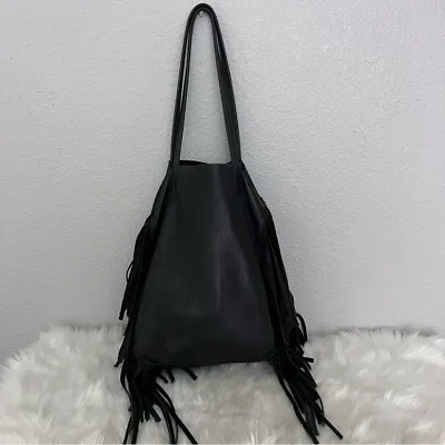 £202.67 • Buy Cleobella Hendrix Tote Black Leather Fringe Boho Shoulder Bag Purse