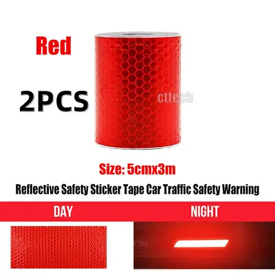 2x RED Reflective Safety Sticker Reflector Tape Car Night Traffic Safety Warning • $9.80