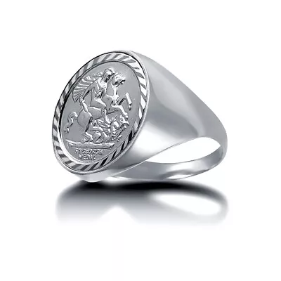 Solid Silver Jewelco London Domed Polished St George Ring (Half Sov Size) • £81.99