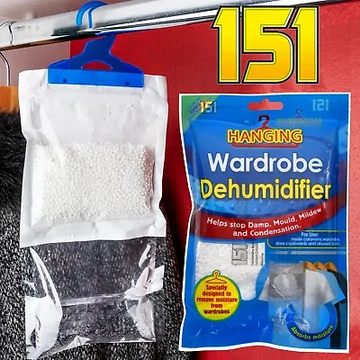 Wardrobe Dehumidifier Hanging Damp Mould Condensation Moisture Absorber Bag Trap • £3.98