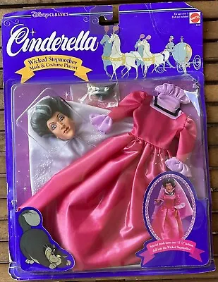 VTG 1992 Mattel Disney Wicked Stepmother Doll Mask & Costume Set NOS • $50.57