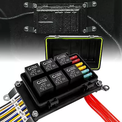 Universal 12V Waterproof Automotive 6 ATO Fuse Relay Box Block W/ Harness Marine • $59.99