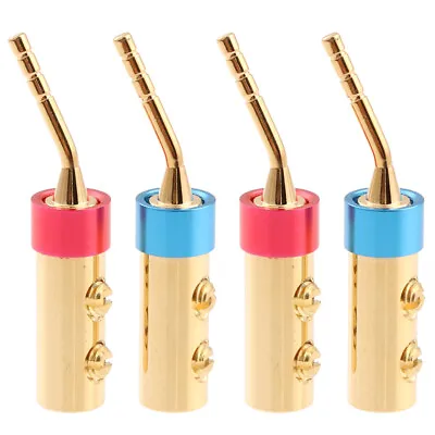 4pcs 2mm Banana Plugs Screw Type For Audio Speaker Gold Plated Red Copper Angle • $7.16
