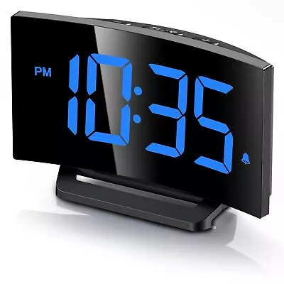 Digital Alarm Clock For Bedrooms Digital Clock With Modern Curved Design Consp • $20.60