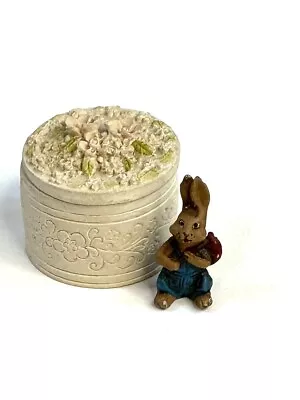 Resin Floral Trinket Box With Easter Bunny Rabbit • $9.09