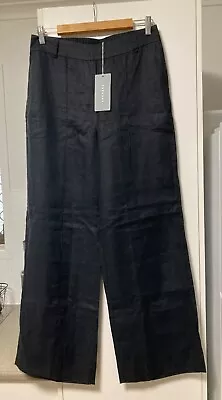 Country Road Size 10 Black Linen Wide Leg Pants NWT • $75