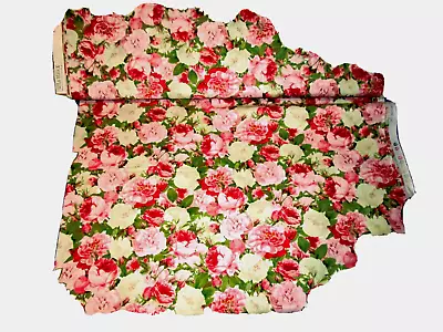 VINTAGE ROSES   SHADES OF PINK AND WHITE  BTY   100% Cotton. • $6.99