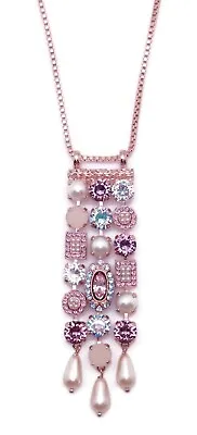 Mariana Cake Batter Purple Blue White Crystal Rose Gold Waterfall Necklace 1147 • $311