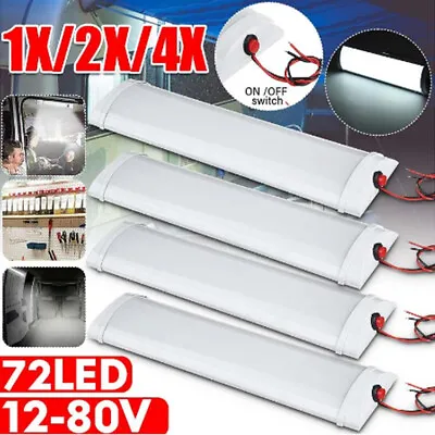 4X 72 LED 12V Interior Lights Strip Bar Lamp Car Van Bus Caravan ON / OFF Switch • £4.74