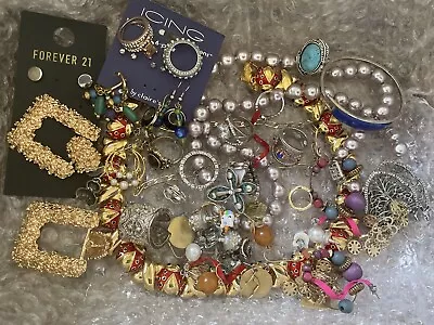 Costume Jewelry Mixed Lot Of 10 + Lbs For Wear Or Resale Misc Vintage Modern # 3 • $89