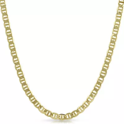 6mm Gold Plated Italian Mariner Mens Chain Necklace • $8.95