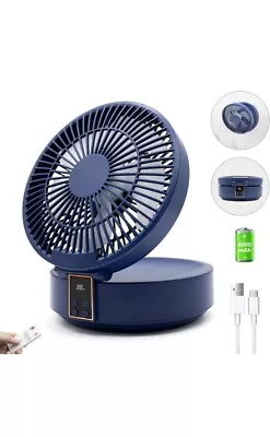 Silent Desk Fan USB Small Table Fans 4000mAh Rechargeable BatteryFoldable Blue • £19.99