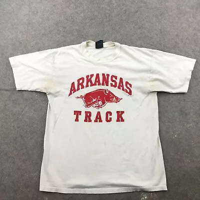 Vintage Arkansas Razorbacks Shirt Mens Large White Track National Champions • $18.98