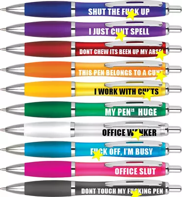 £3.49 • Buy Funny Pens - Rude Cheeky Novelty Office Stationary Secret Santa Sweary Pen Fun