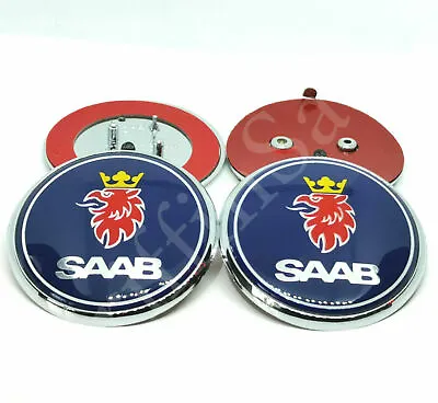 2 X Saab 93 9-3 Convertible Badge Set 1998-2003 Front Bonnet Rear Boot Emblem • $34.13