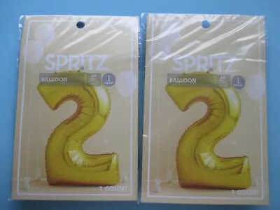 2 PACK:  Giant 45 INCH Mylar Balloon Number '2' Gold - Spritz™ • $9.99