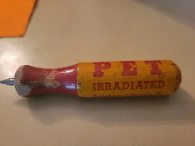 $4.95 • Buy Vintage Pet Irradiated Milk Can Opener Pick Wooden Handle Advertising Red Yellow