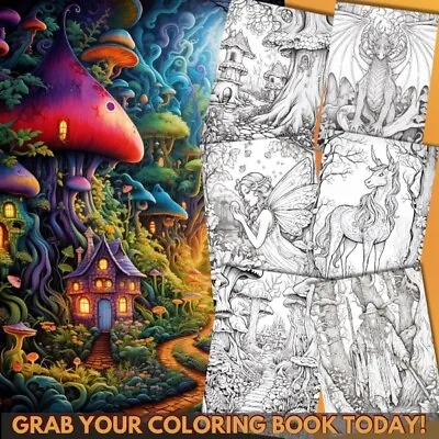 Enchanted Forest Colouring Book Adult Teens Fairy Fairies Wizards Dragons New • £11.99