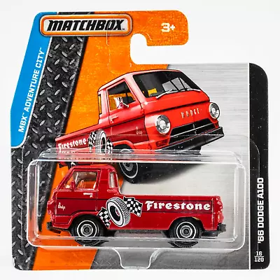 2015 Matchbox #16 1966 Dodge A100 Pickup RED | FIRESTONE | SHORT CARD • $4.99