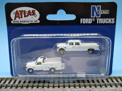 Atlas N Scale Ford Pickup Work Truck Set (2) - White - F250 & F350 - New! • $32.95