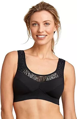 Miss Mary Of Sweden Exhale Non-Wired Medium Impact Sports Bra UK 38E Black • £37