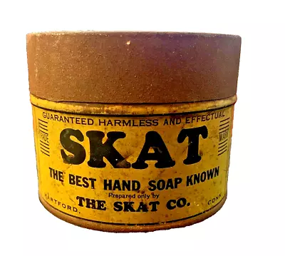 Vintage Very Old Skat Soap Tin  The Best Hand Soap Known  Hartford CT 12 Oz • $14.65