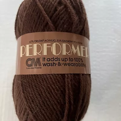 CM-Performer Orlon Acrylic Vintage Knitting Yarn-1 Skein Mahogany-BROWN-4oz • $6.95