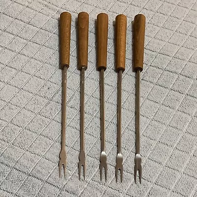 Fondue Forks Stainless Wood Handle Vintage 5pc Set Made In Japan EUC • $15