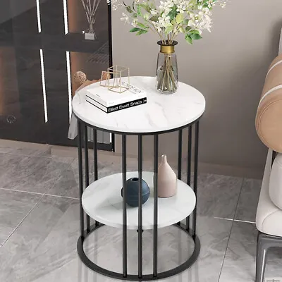 Solid Marble Sofa Side Coffee Table Bedside Storage Display Table Plant Stand • $109.93