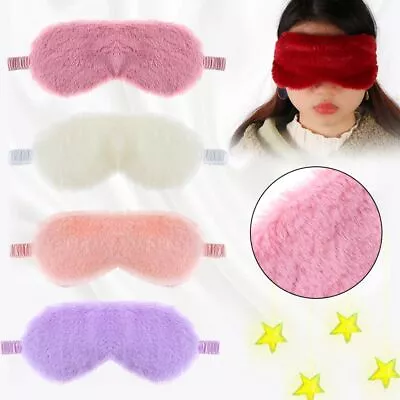 Rabbit Fur Shade Cover Blindfold Plush Sleep Eyeshade Nap Eye Patch Eye Mask • £3.38