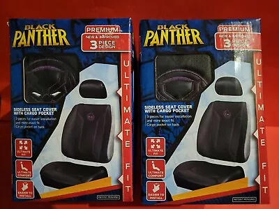 NEW Marvel Black Panther Symbol Stitched Premium Sideless Seat Covers*2pc Set* • $39.60